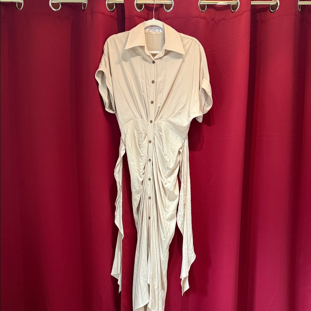 Katwalk draped/ruched button-front dress